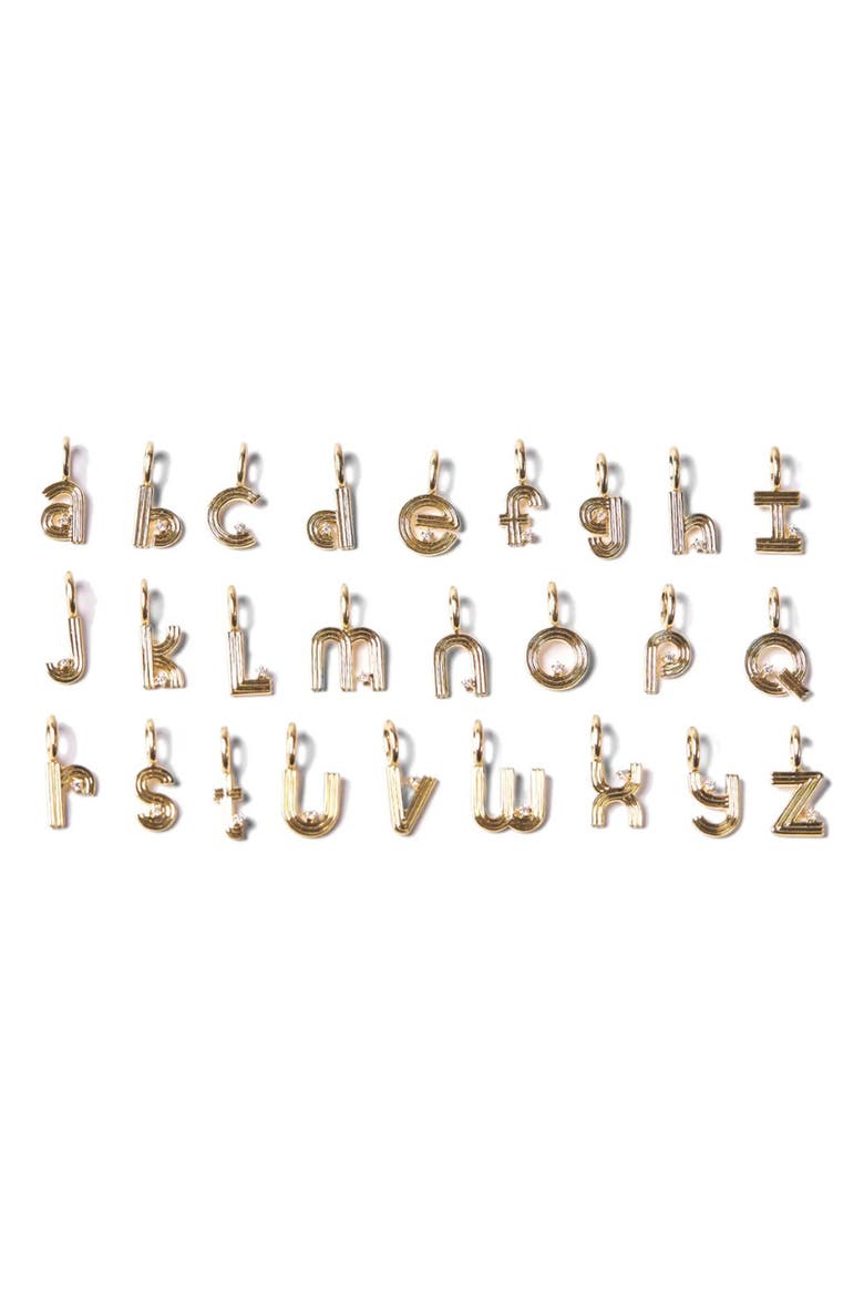 Groovy Diamond Initial Mini Charm Necklace, Alternate, color, YELLOW GOLD - C