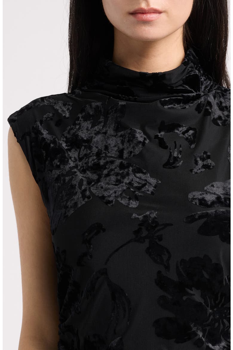 Floral Devoré Sheath Dress, Alternate, color, BLACK