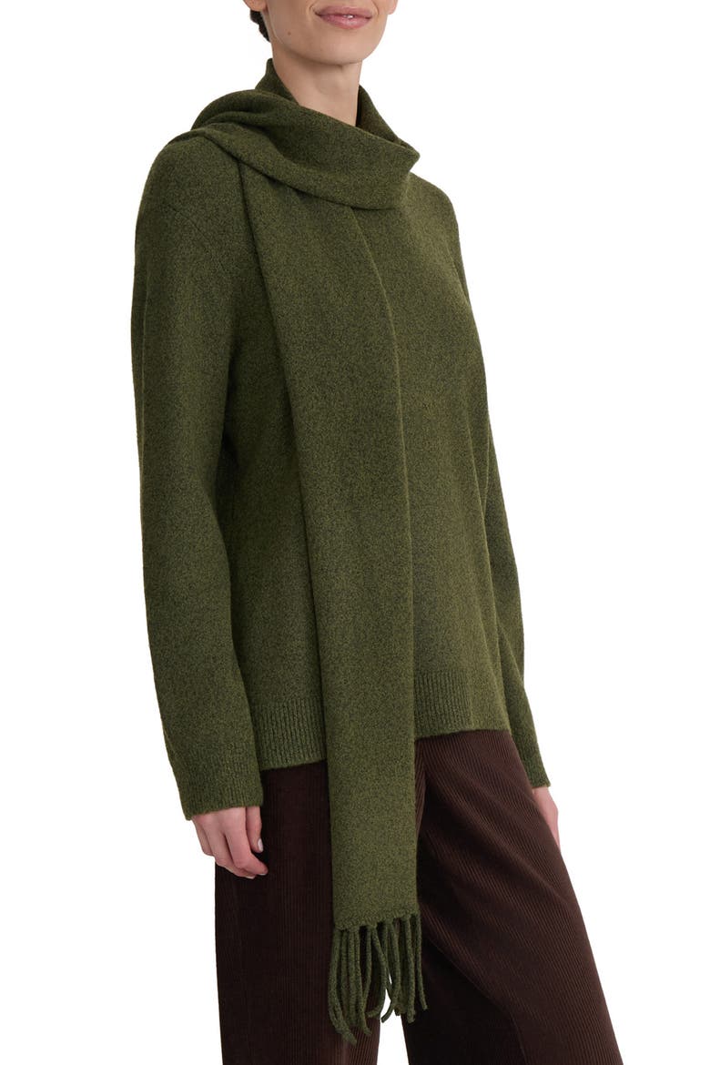 Scarf Detail Sweater, Alternate, color, JASPER GREEN