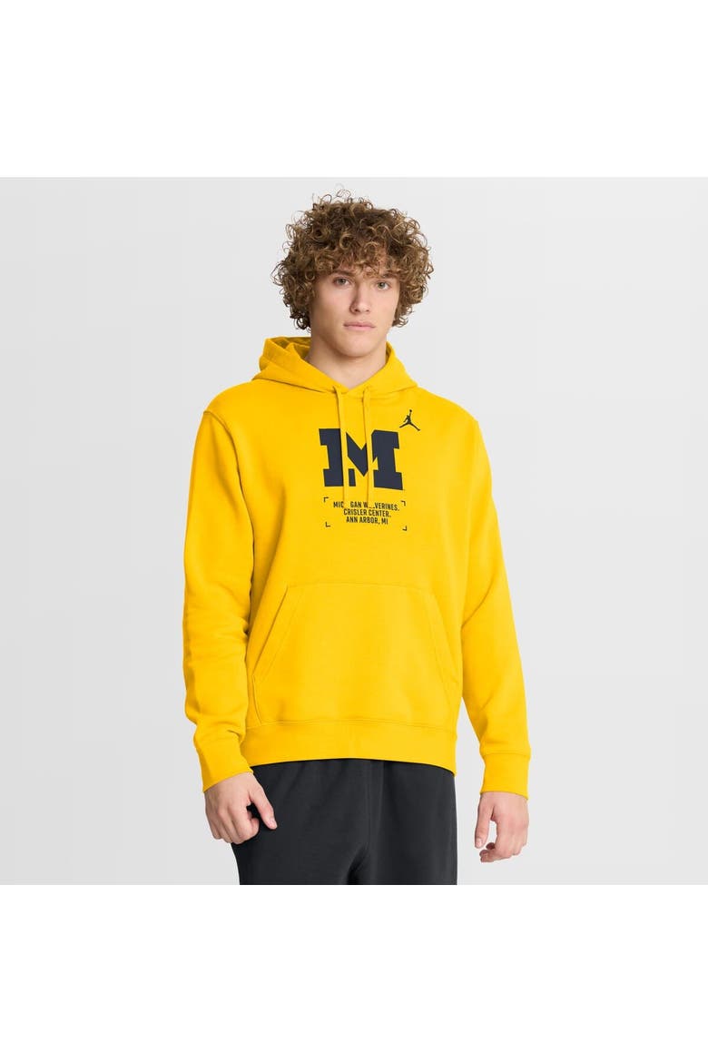 Men's Jordan Brand Maize Michigan Wolverines Basketball Two-Hit Club Fleece Pullover Hoodie, Main, color, Maize