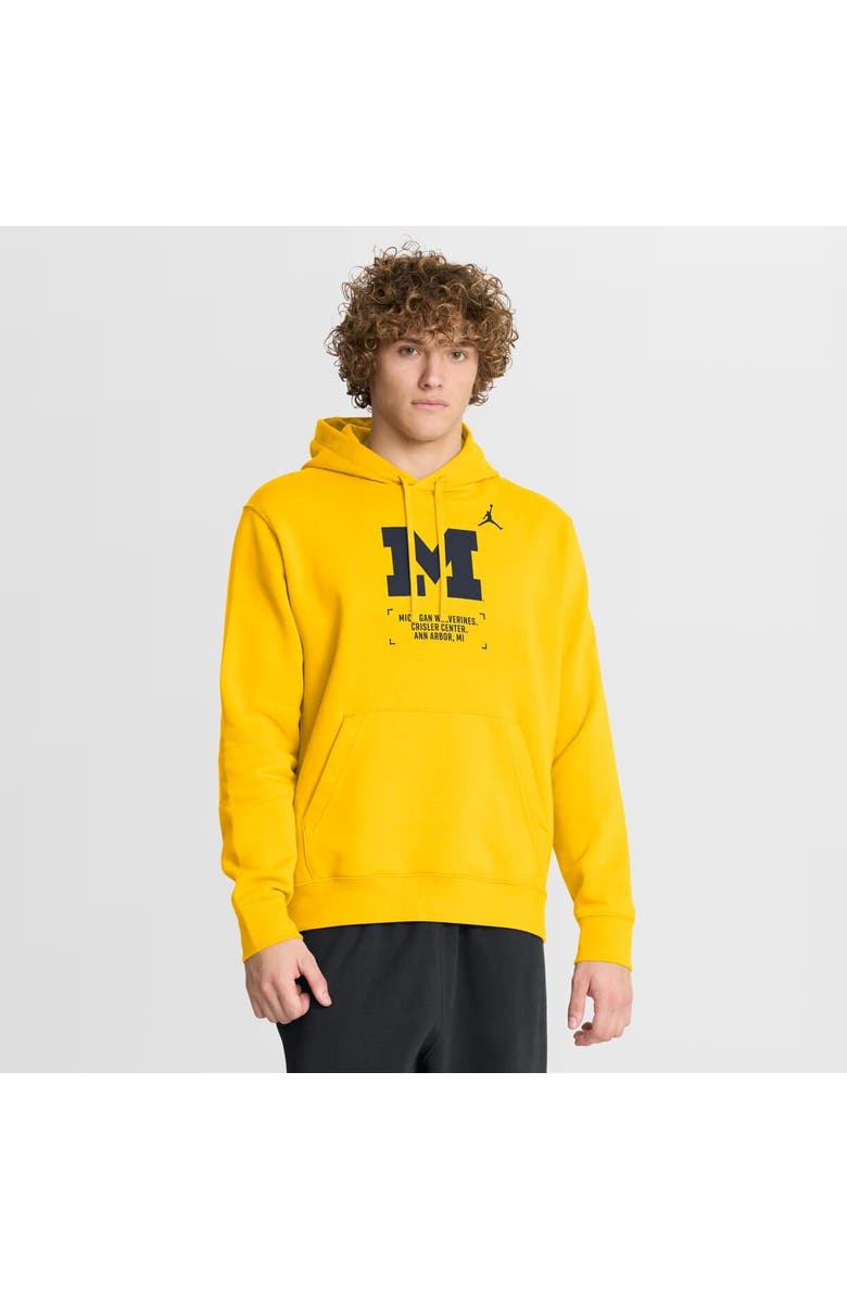 Jordan Brand Men's Jordan Brand Maize Michigan Wolverines Basketball Two-Hit Club Fleece Pullover Hoodie, Main, color, Maize