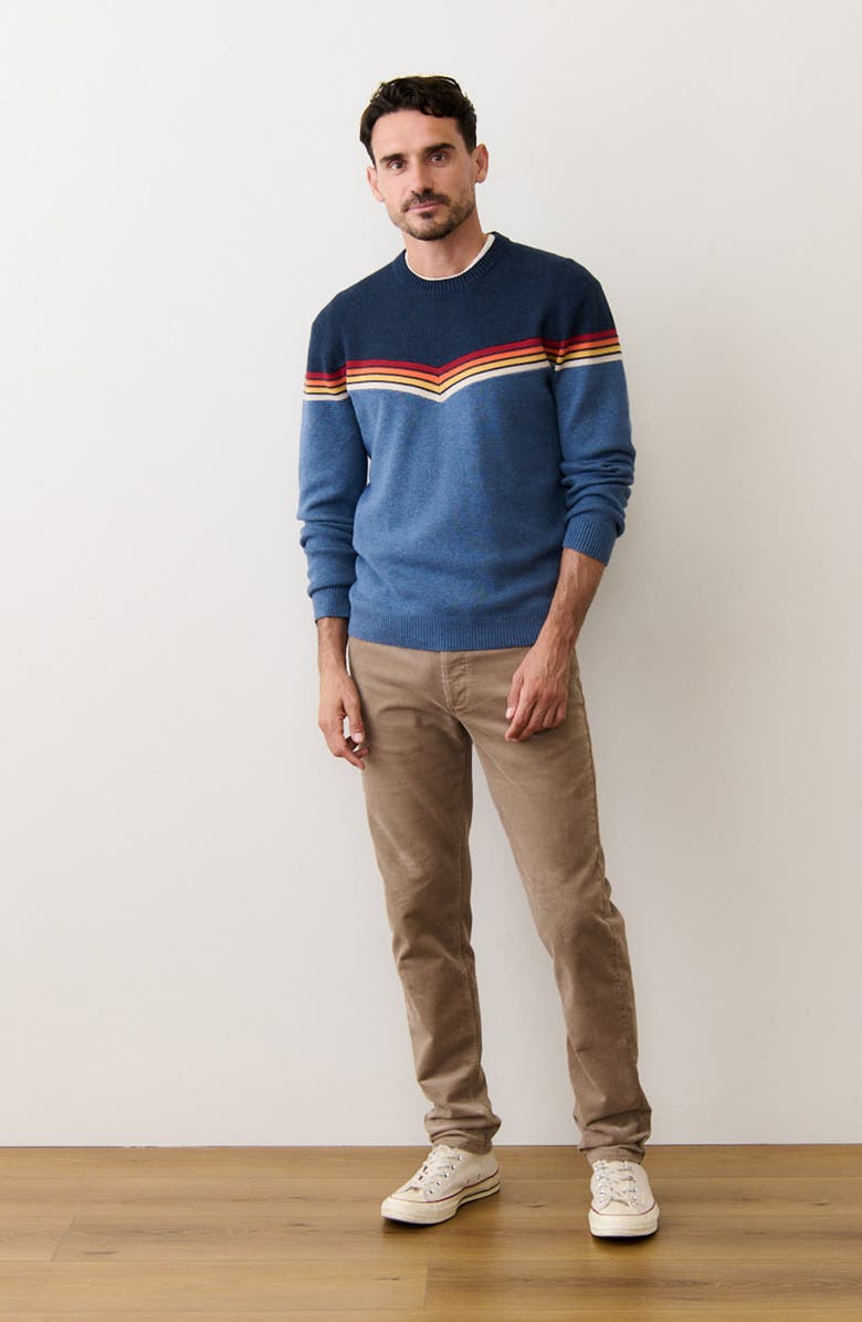 Marine Layer Dean Chevron Cotton Blend Crewneck Sweater, Alternate, color, Navy Colorblock
