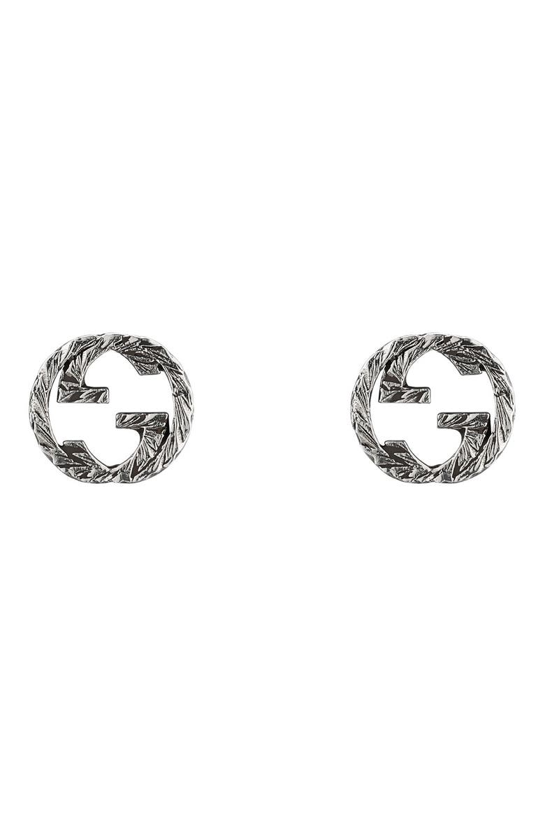 Interlocking G Silver Stud Earrings, Main, color, SILVER