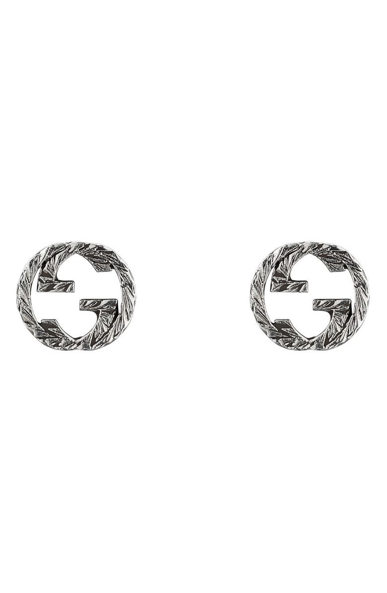 Gucci Interlocking G Silver Stud Earrings, Main, color, Silver