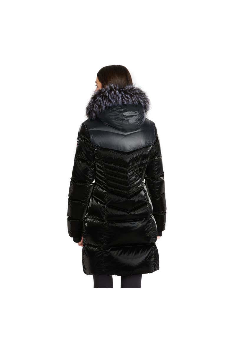 Faye Quilted Puffer with Fixed Hood and Detachable Hood and Faux Fur Trim, Alternate, color, Black