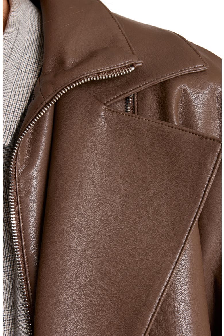 Asymmetrical Zip Faux Leather Moto Jacket, Alternate, color, COFFEE