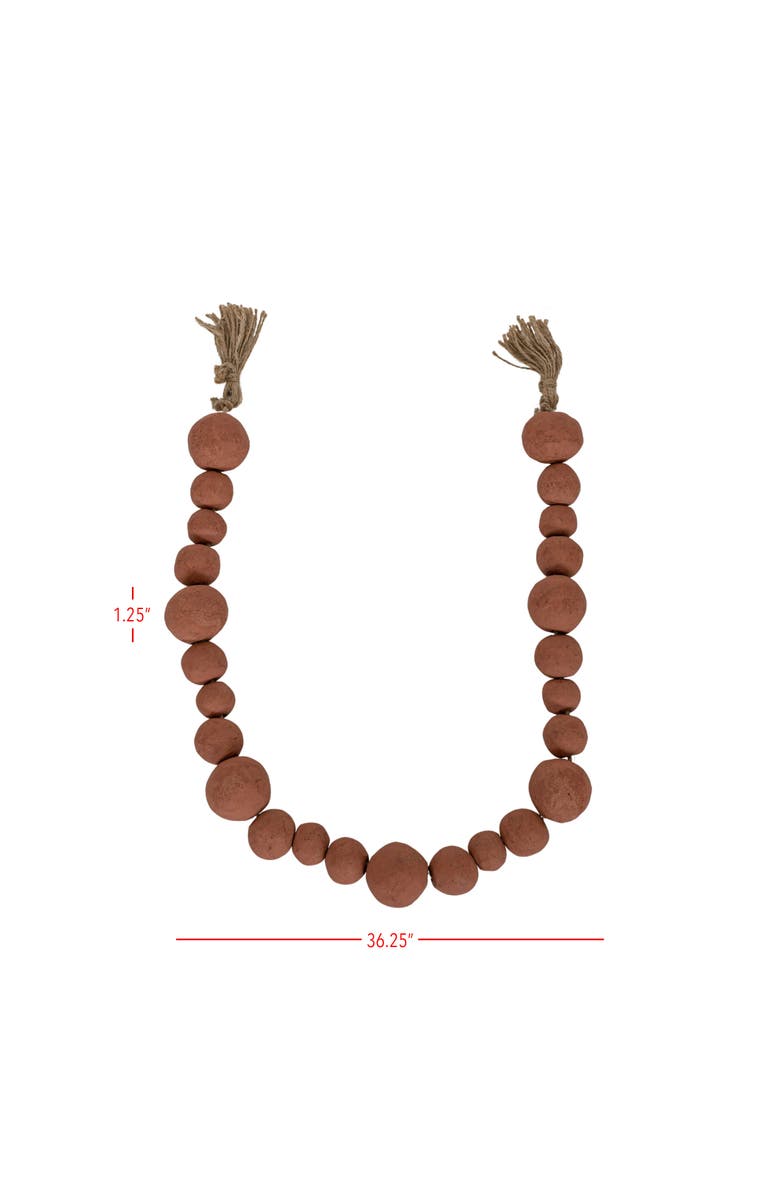Foreside Home and Garden Bead Garland Terracotta & Jute, Alternate, color, Orange