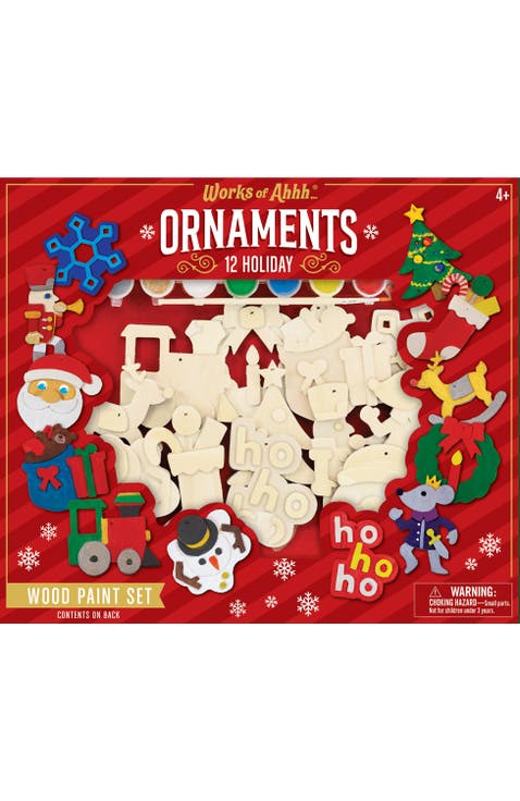 12 Holiday Ornaments Wood Craft Kit