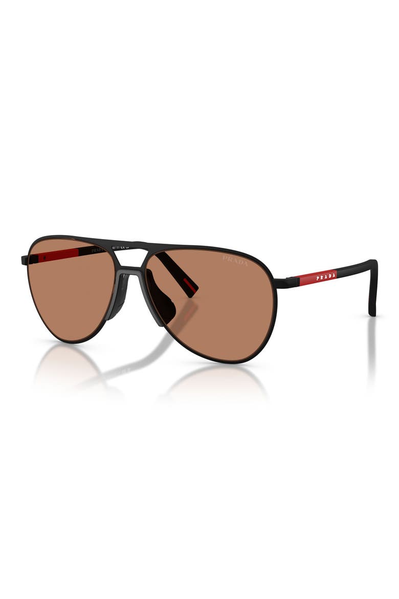 59mm Pilot Sunglasses, Alternate, color, BLACK RUBBERED / BROWN