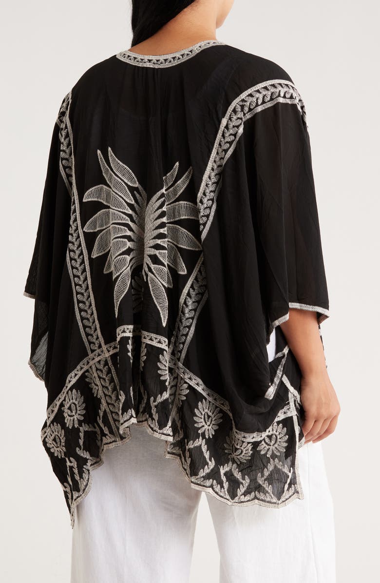 Forgotten Grace Embroidered Ruana, Alternate, color, Black/ White