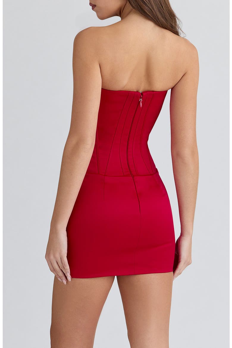 Laila Strapless Satin Minidress, Alternate, color, RED