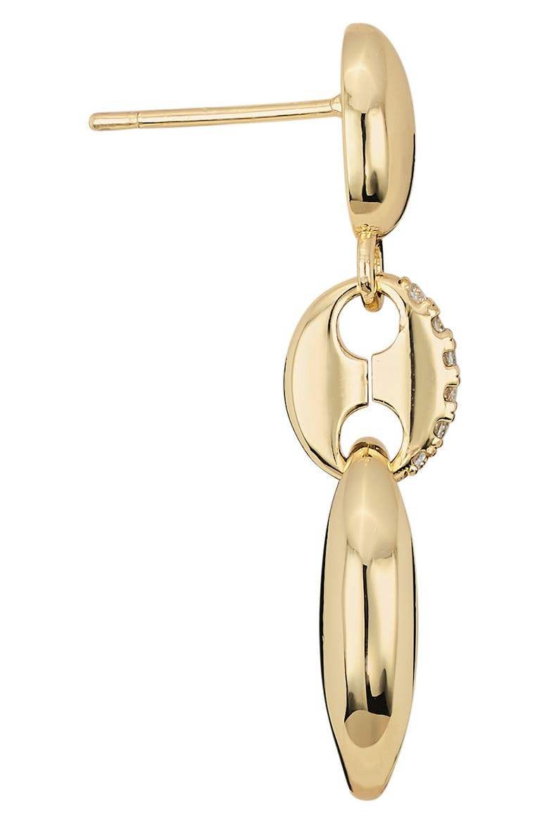 Puffy Mariner Cubic Zirconia Drop Earrings., Alternate, color, GOLD