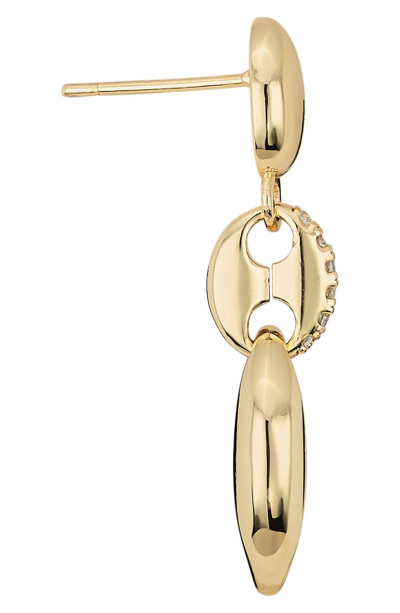 ATHRA LUXE Puffy Mariner Cubic Zirconia Drop Earrings., Alternate, color, Gold