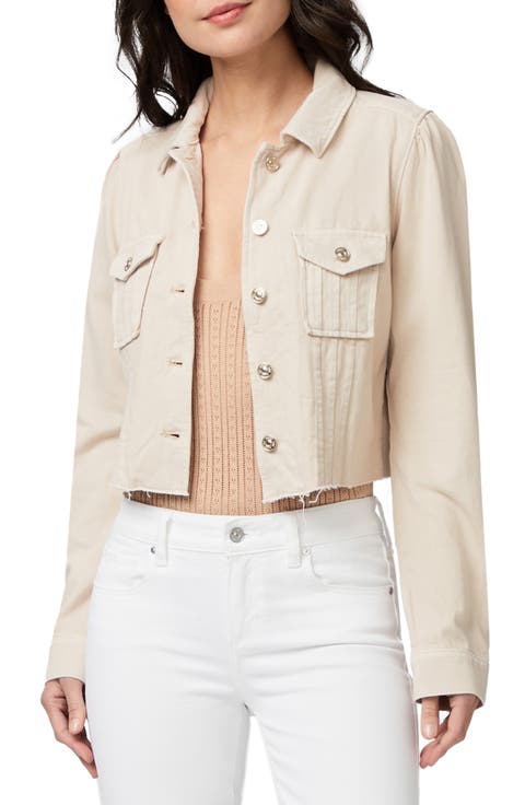 Pacey Raw Hem Crop Twill Jacket
