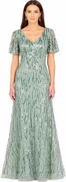 LARA New York Beaded Faux-Wrap V-Neck Bridal Gown