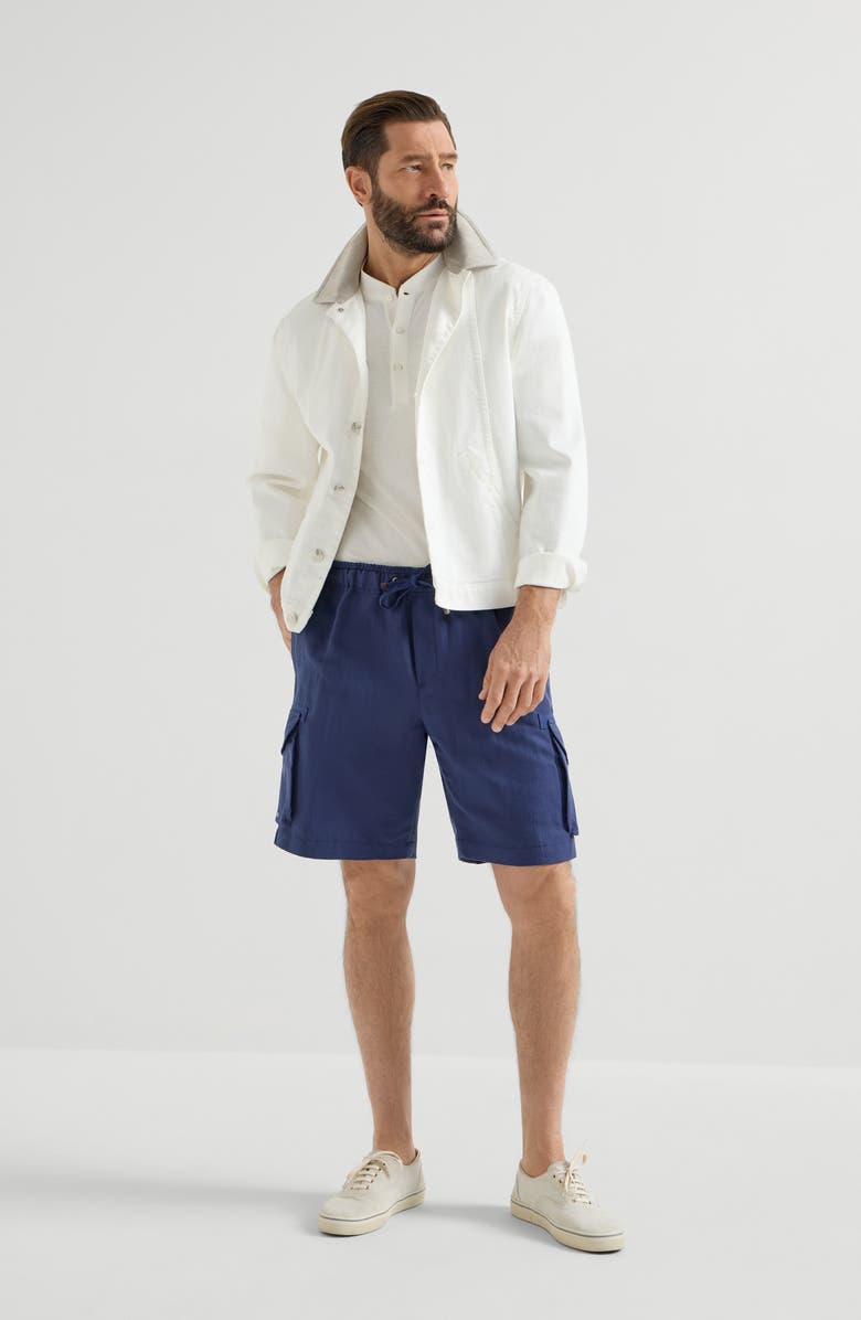 Brunello Cucinelli Bermuda shorts with cargo pockets, Alternate, color, Blue