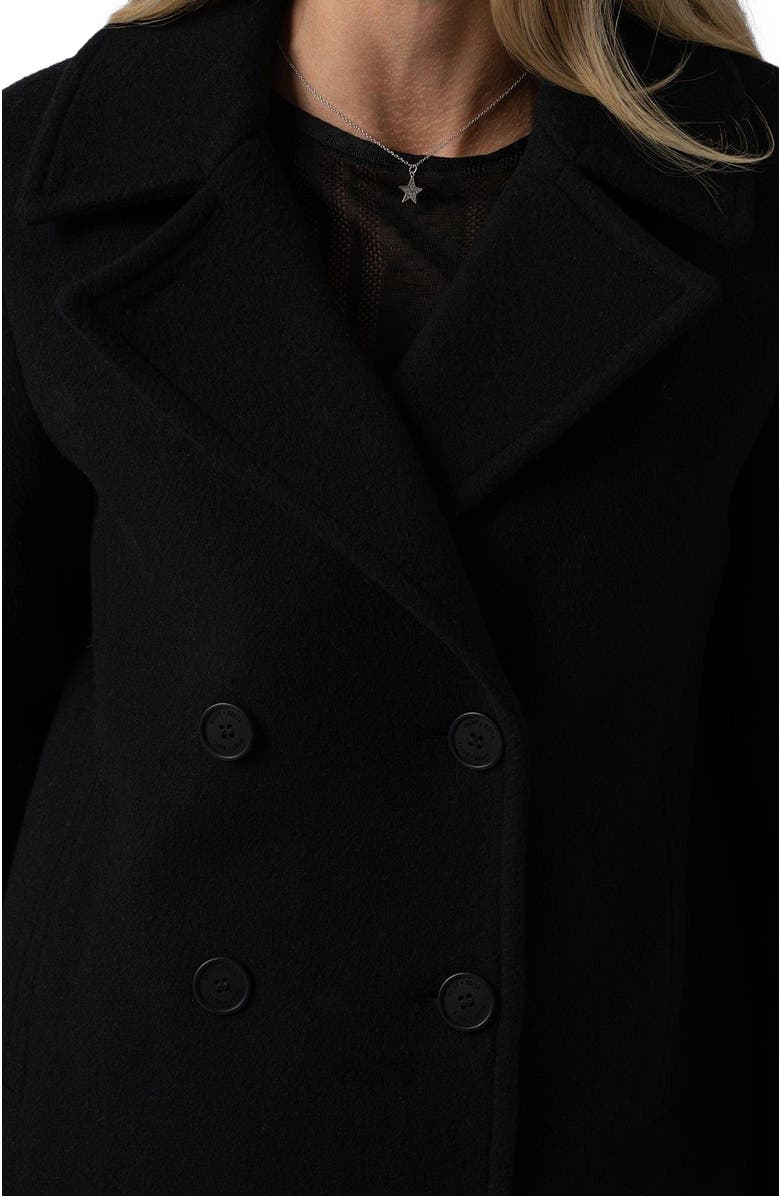 Saint + Sofia Quinn Pea Coat, Alternate, color, Black