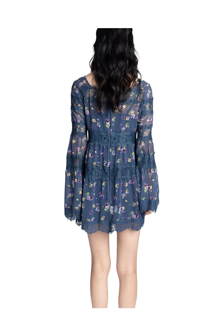Night Blooming Chiffon Dress, Alternate, color, INDIGO MULTI