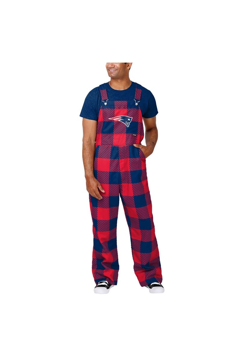 FOCO Men's FOCO Navy New England Patriots Big Logo Plaid Overalls, Main, color,