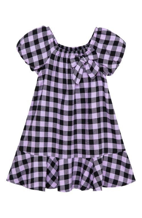 Habitual Kids Kids' Gingham Puff Sleeve Cotton Dress in Lilac 