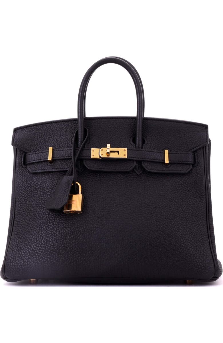 Pre-Owned Hermes Birkin Handbag Black Togo with Rose Gold Hardware 25, Main, color, Noir