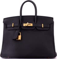 Pre-Owned Hermes Birkin Handbag Black Togo with Rose Gold Hardware 25