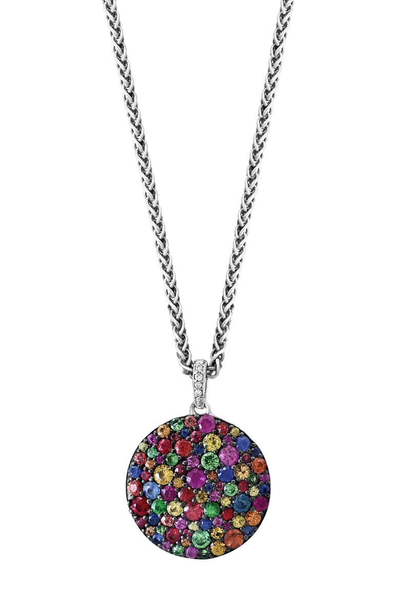 EFFY Diamond & Tsavorite Round Pendant Necklace, Main, color, 