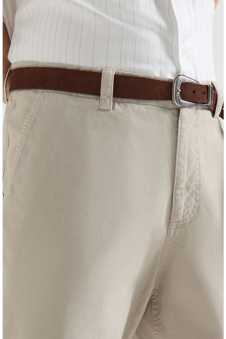 Garment-dyed trousers in peached cotton gabardine, Alternate, color, White