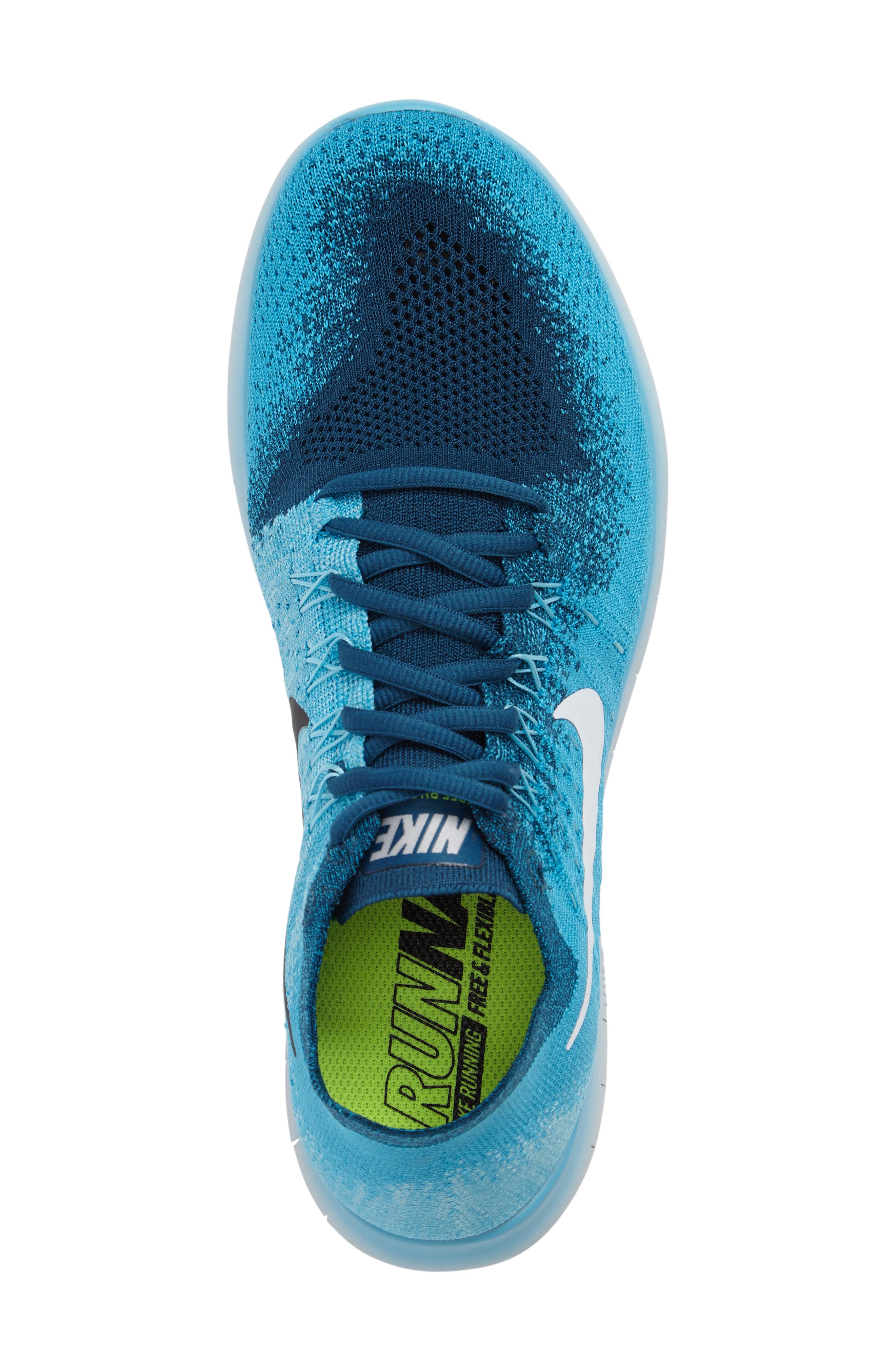 Free Run Flyknit 2017 Running Shoe, Alternate, color, BLUE LAGOON/ PLATINUM/ BLUE