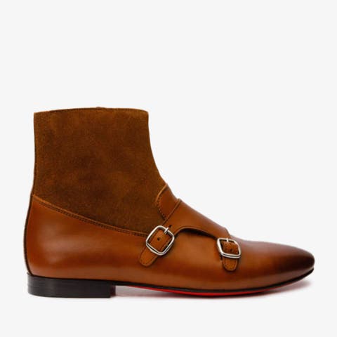 Preston Leather & Suede Double Monk Strap Ankle Boot