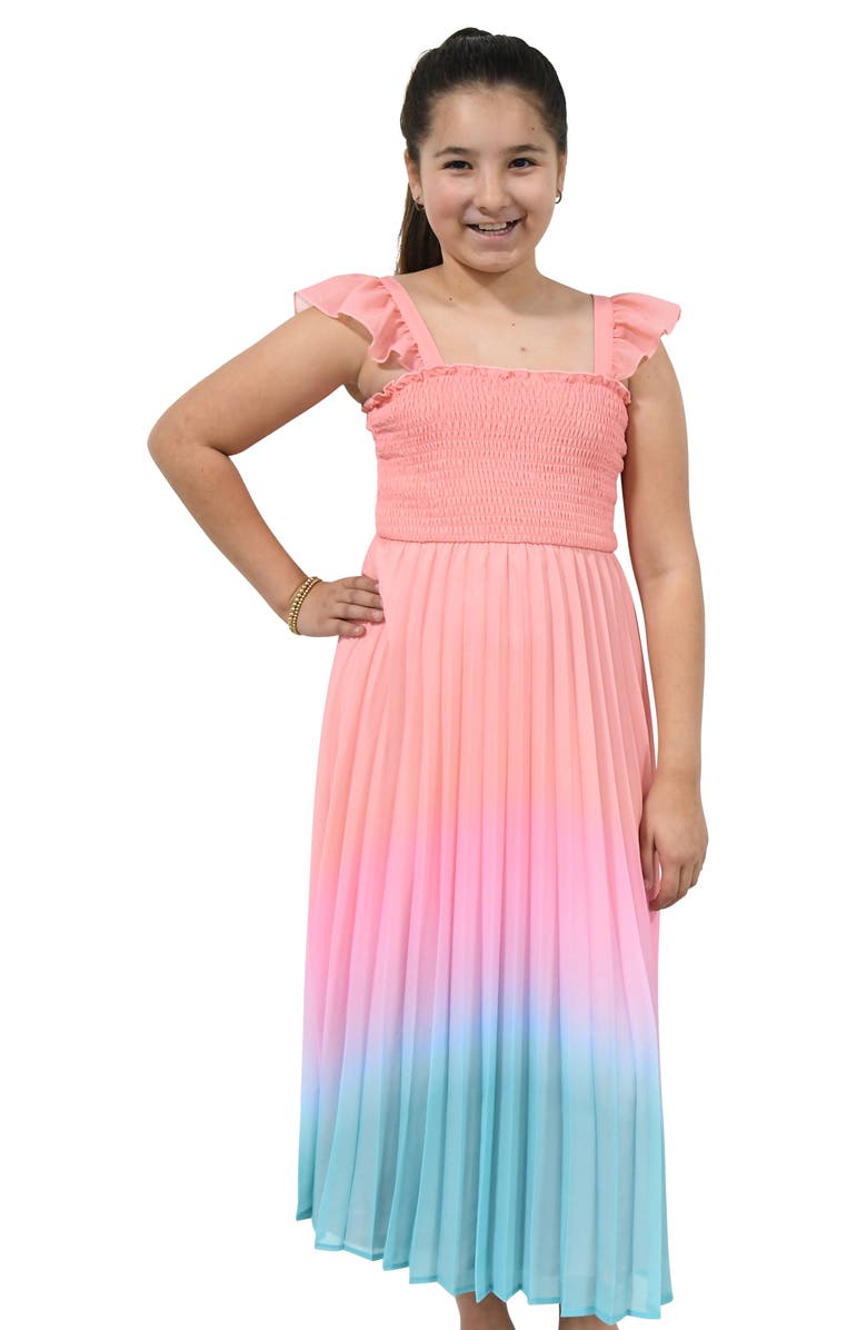 Zunie Kids' Ombré Pleated Maxi Dress, Alternate, color, 