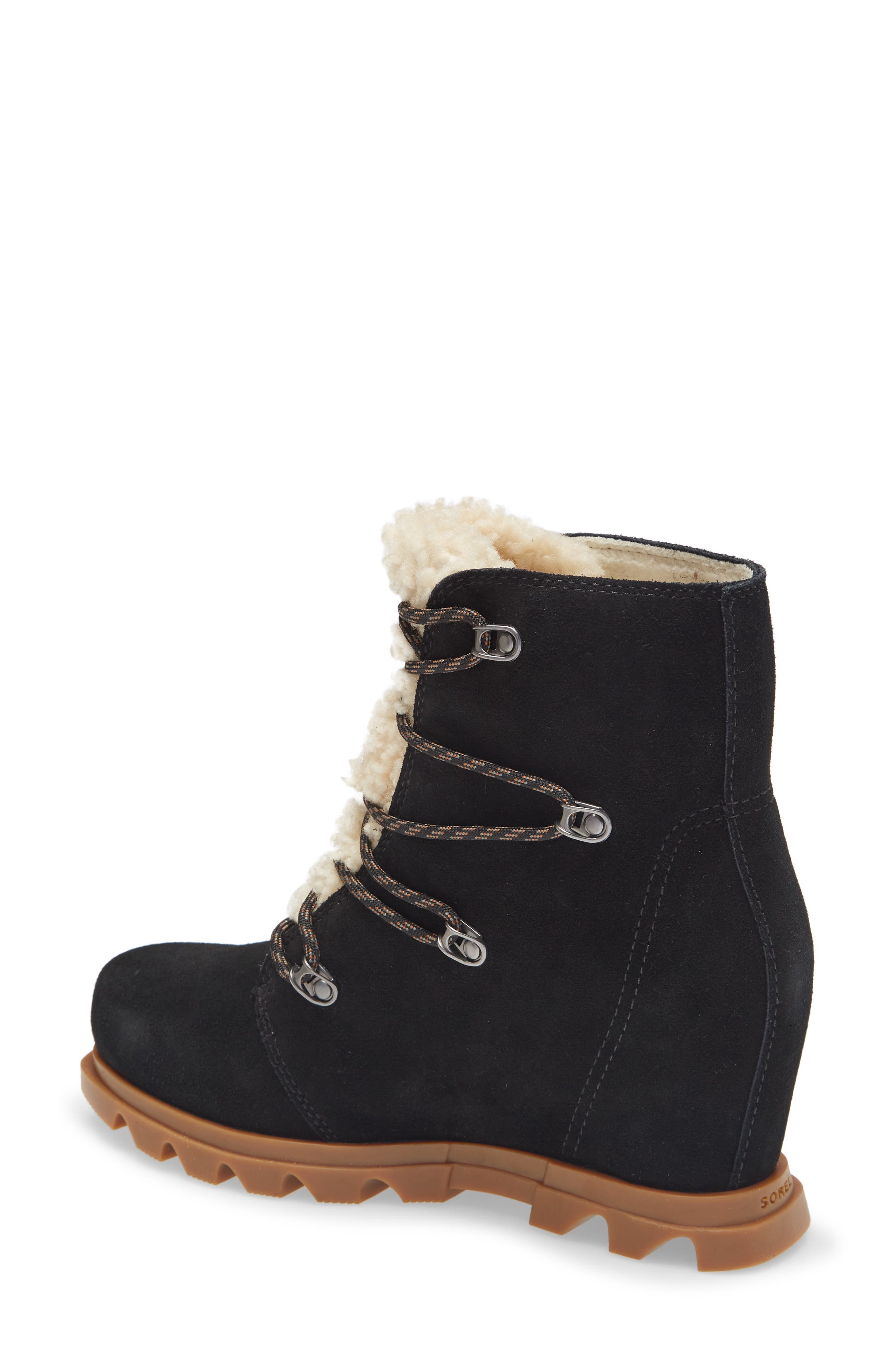 SOREL Joan of Arctic III Genuine Shearling Trim Waterproof Wedge Boot, Alternate, color, 
