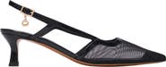 maje Leather and mesh slingbacks