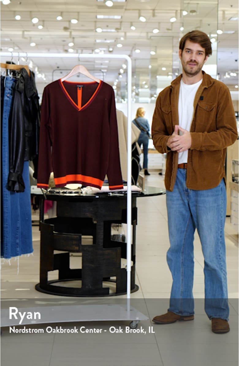 Contrast Trim V-Neck Sweater, sales video thumbnail