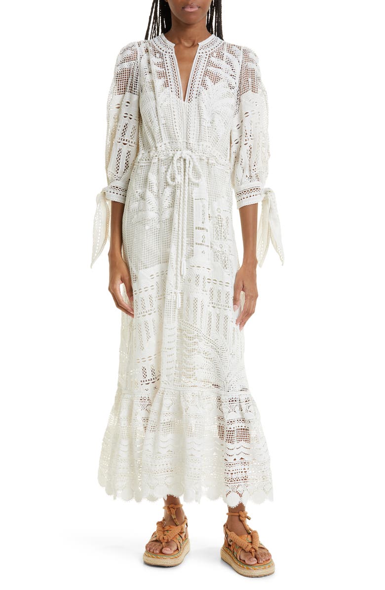 chinese dress ladies Vivarium Vines Lace Guipure A-line Midi Dress main image 0