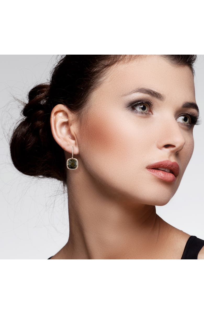 Julianna B. Gemstone & Diamond Halo Earrings 14k, Alternate, color, Smokey Quartz