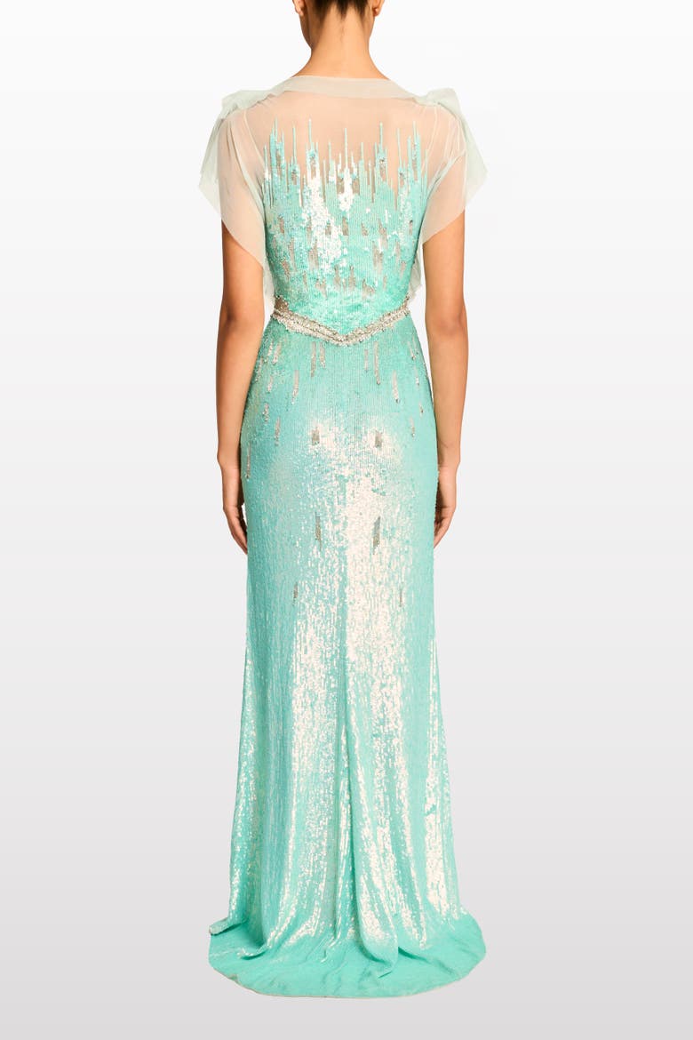 Magnolia Sequin-Embellished Dress, Alternate, color, Seafoam Green
