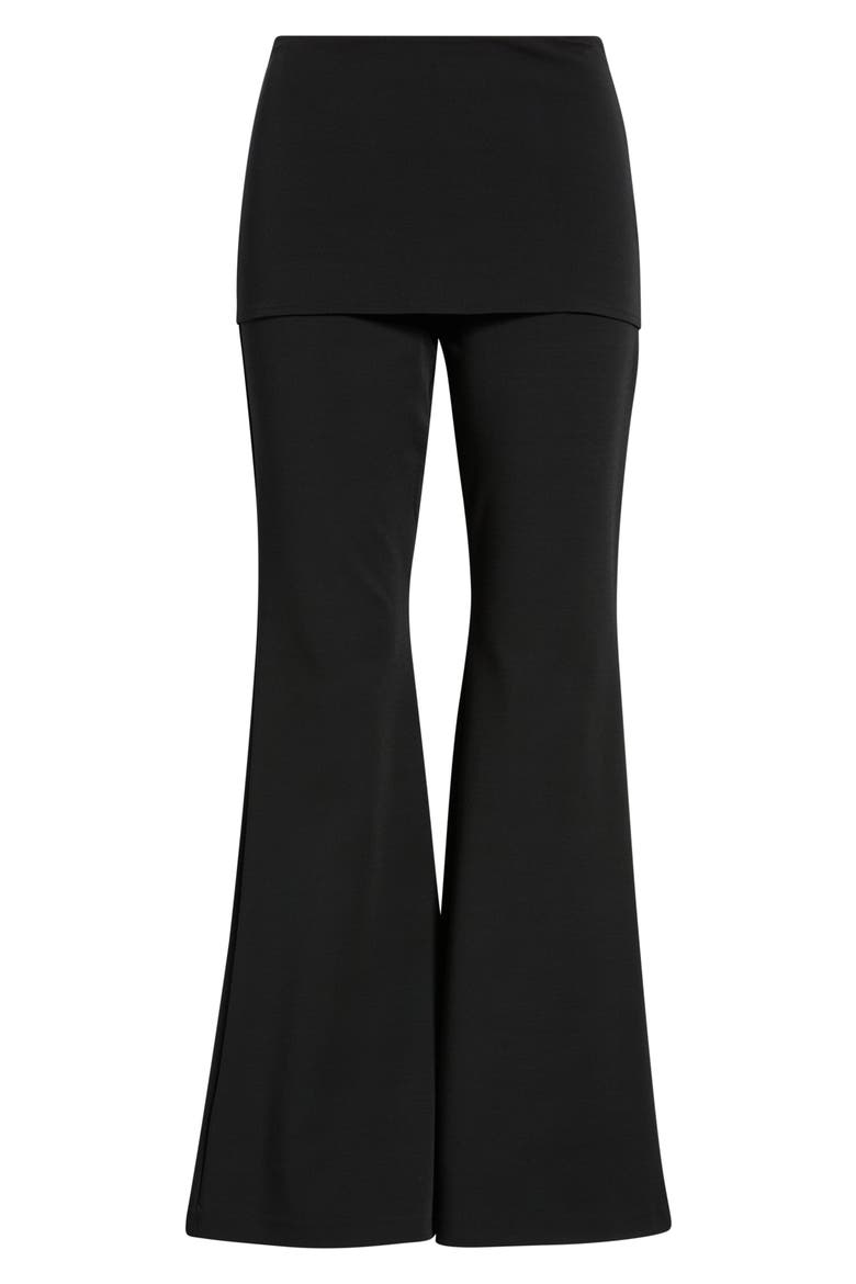 Encanto Foldover Waist Flare Leg Pants, Alternate, color, NOIR
