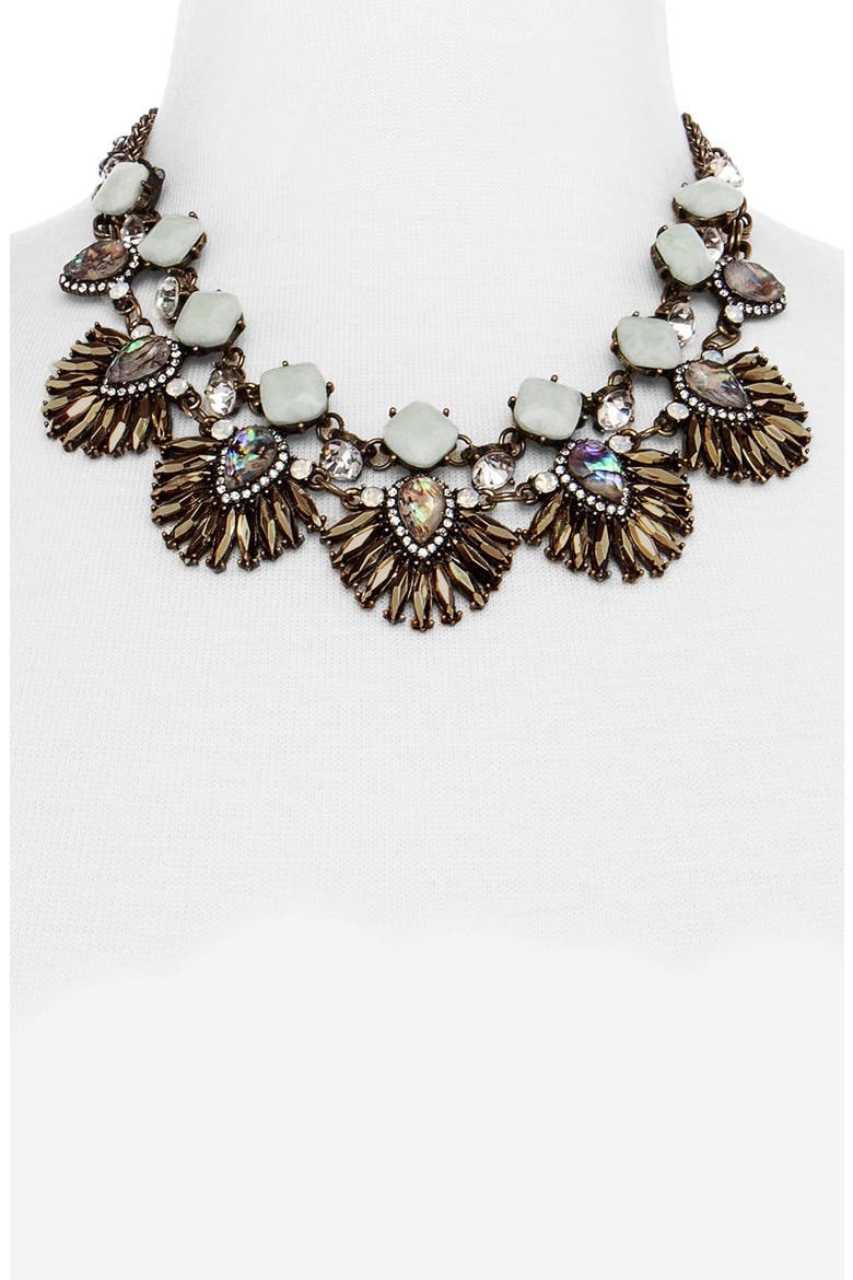 'Anemone' Sea Glass Bib Necklace, Alternate, color, MINT/ ANTIQUE GOLD