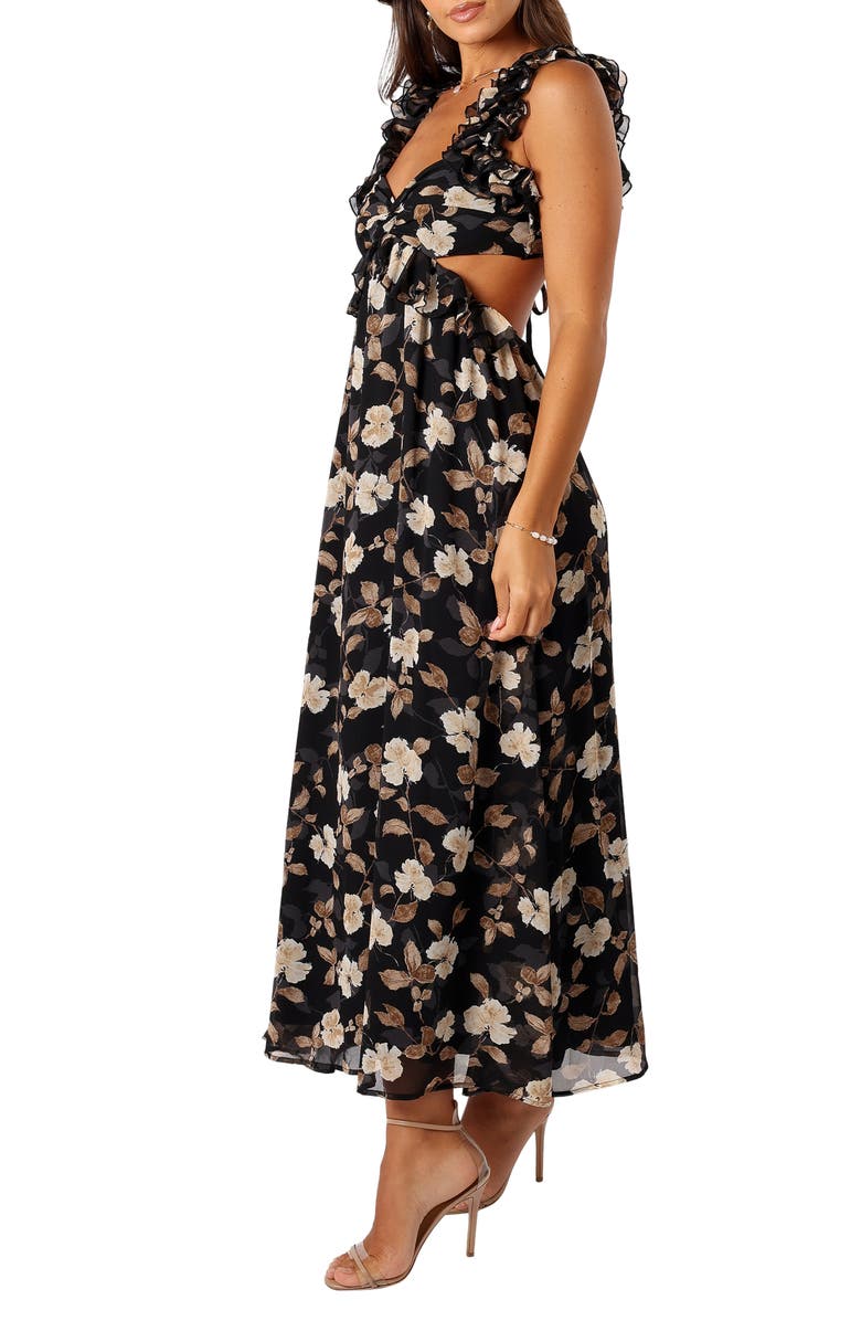 Petal & Pup Lucah Floral Ruffle Maxi Dress, Alternate, color, Black Floral