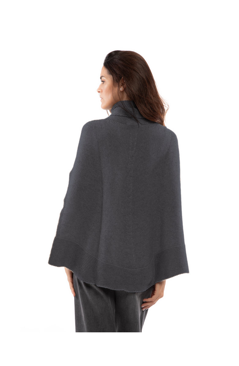 Monticelli Cashmere Pure Cashmere Turtleneck Poncho, Alternate, color, Charcoal