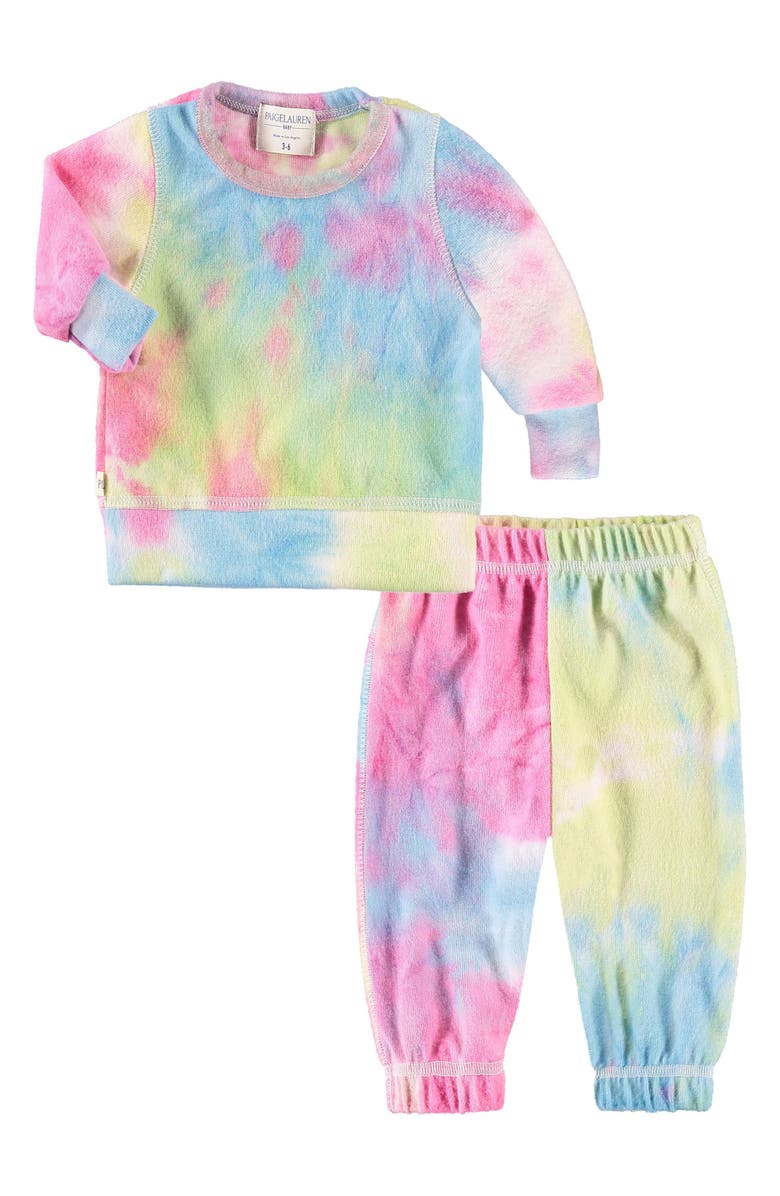 PAIGELAUREN Hacci Tie Dye Long Sleeve Top & Pants Lounge Set, Main, color, Pink