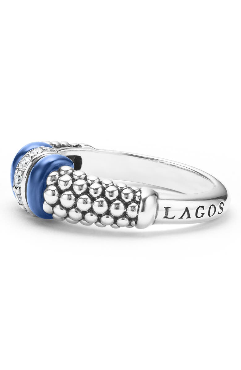 LAGOS Blue Caviar Diamond Link Ring, Alternate, color, Ultramarine
