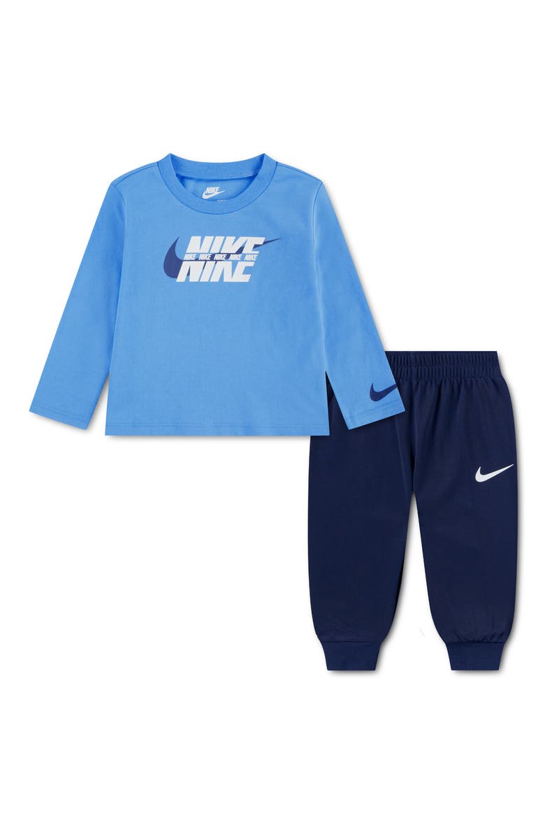 Kids' Swoosh Logo T-Shirt & Pants Set, Main, color, MIDNIGHT NAVY