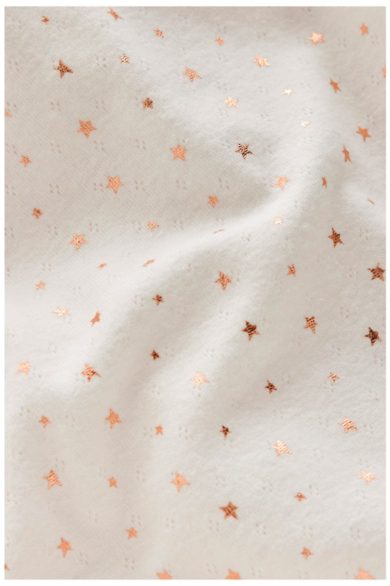 Kids' Long Sleeve Pointelle T-Shirt, Alternate, color, IVORY FOIL PRINT