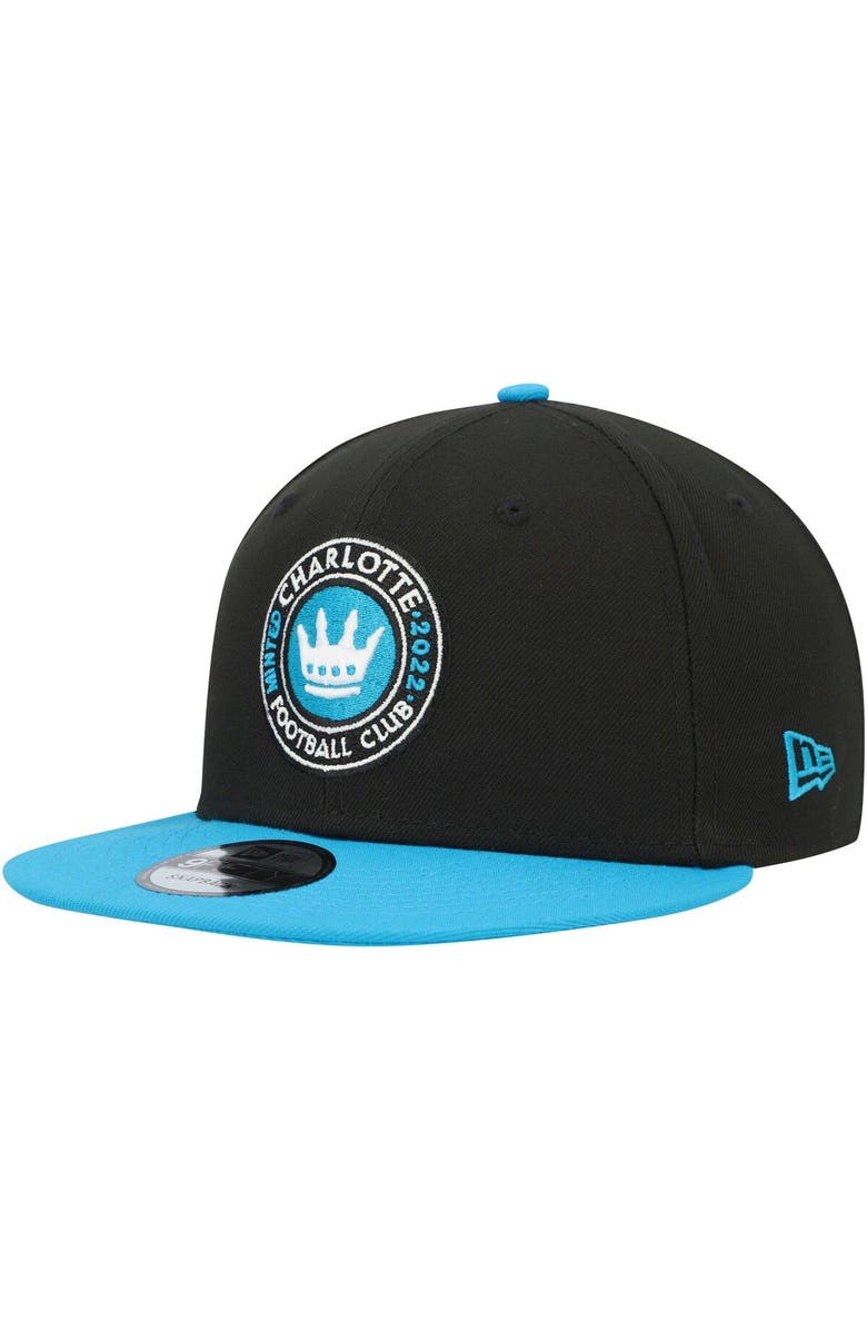 New Era Men's New Era Black/Blue Charlotte FC Two-Tone 9FIFTY Snapback Hat, Main, color, Black