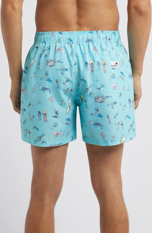Boardies Sea Folk Mid Length Swim Trunks In Blue