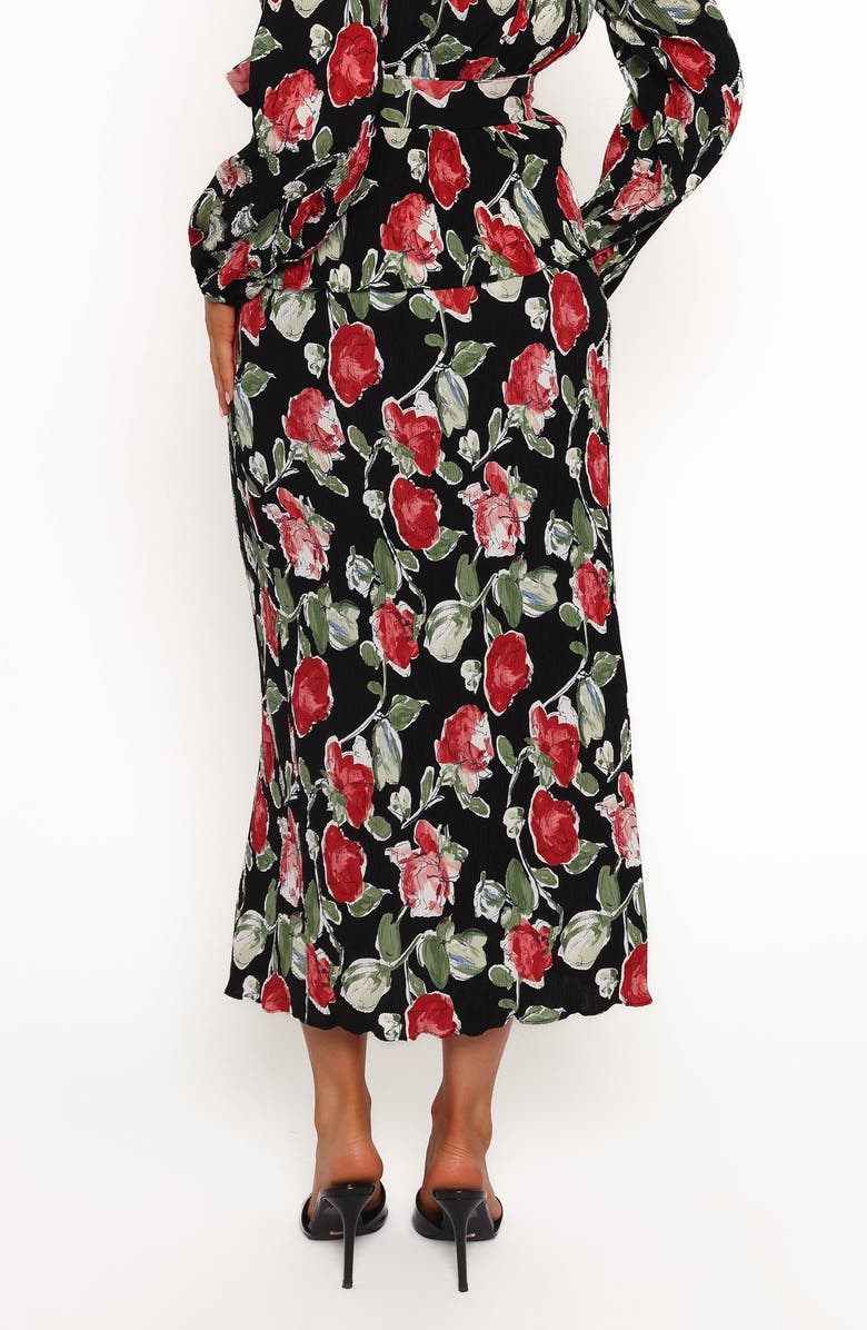 Petal & Pup Minelli Floral Midi Skirt, Main, color, Black Rose