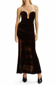 Bardot Elvira Velvet Strapless Gown