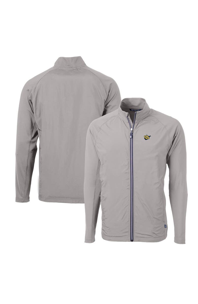Cutter & Buck Men's Cutter & Buck Gray West Virginia Mountaineers Adapt Eco Knit Hybrid Recycled Full-Zip Jacket, Alternate, color, 